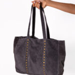 Bolso Shopper Tachuelas Ante Gris