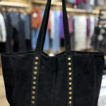 Bolso Shopper Tachuelas Ante Negro