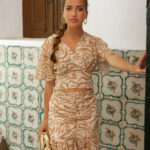 Falda Drapeada Volante Beige