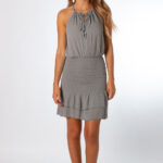Vestido Halter Nido De Abeja Gris