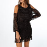 Vestido Fruncido Plumeti Negro