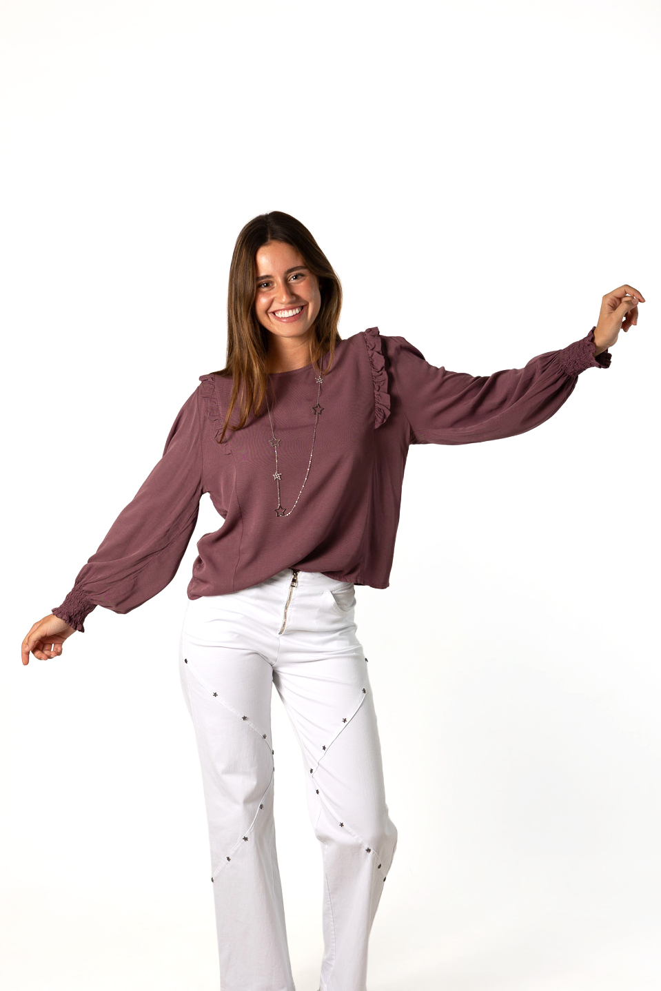 Blusa Viscosa Volantes Uva