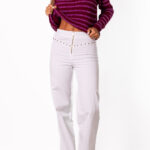 Pantalón Línea Tachuelas Blanco - BLANCO, XS