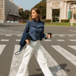 Pantalón Tachuelas Cremallera Blanco - BLANCO, XS