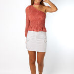 Mini Falda Cargo Tachuelas Blanca - XS, BLANCO