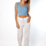 Pantalón Tachuelas Starlight Blanco - XS, BLANCO