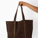 Bolso Shopper Tachuelas Ante Marrón Chocolate