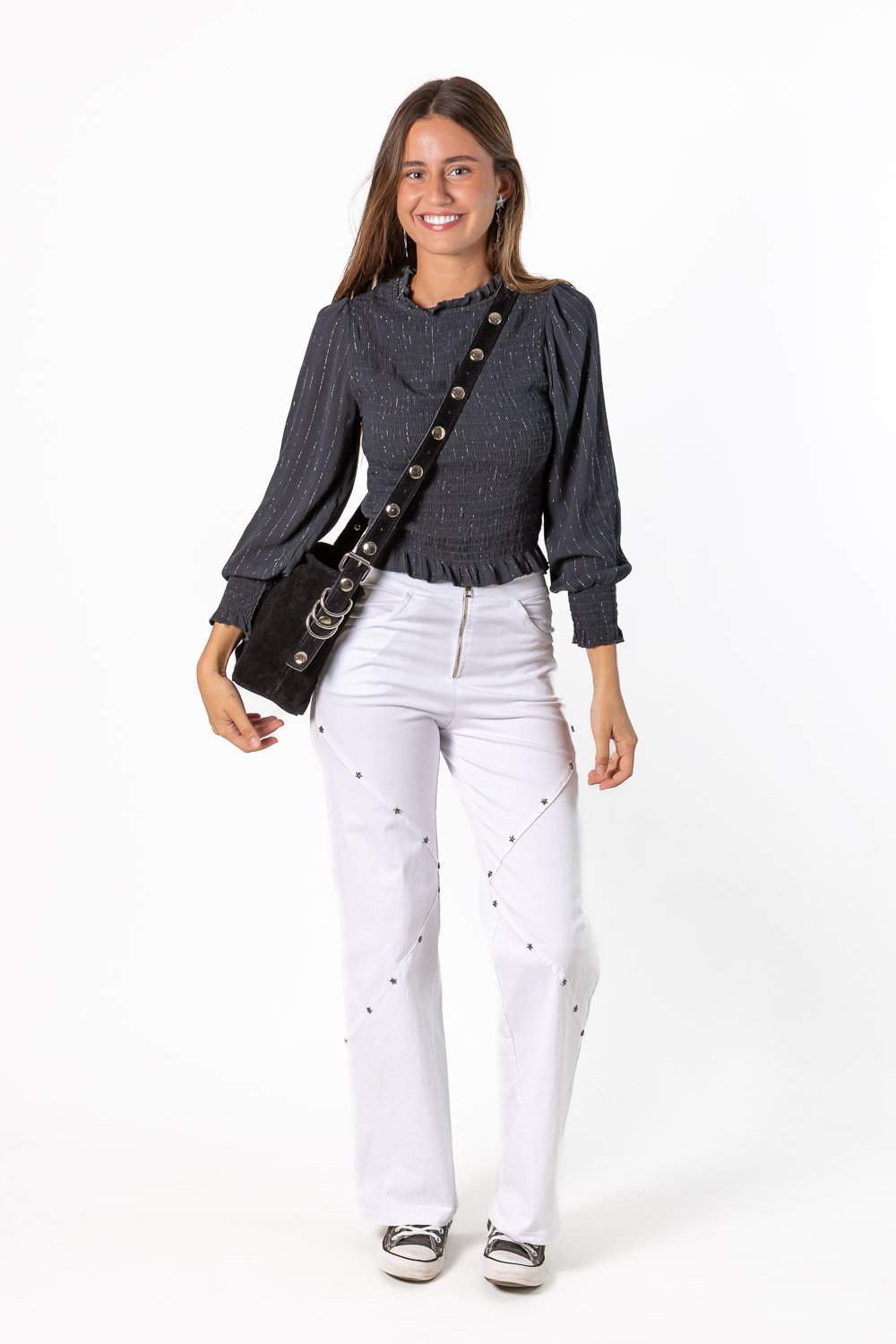 Blusa Nido Abeja Entallada Gris