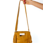 Bolso Flecos Piel Mostaza