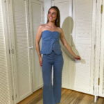 Pantalón 100% Lino Desflecado Azul