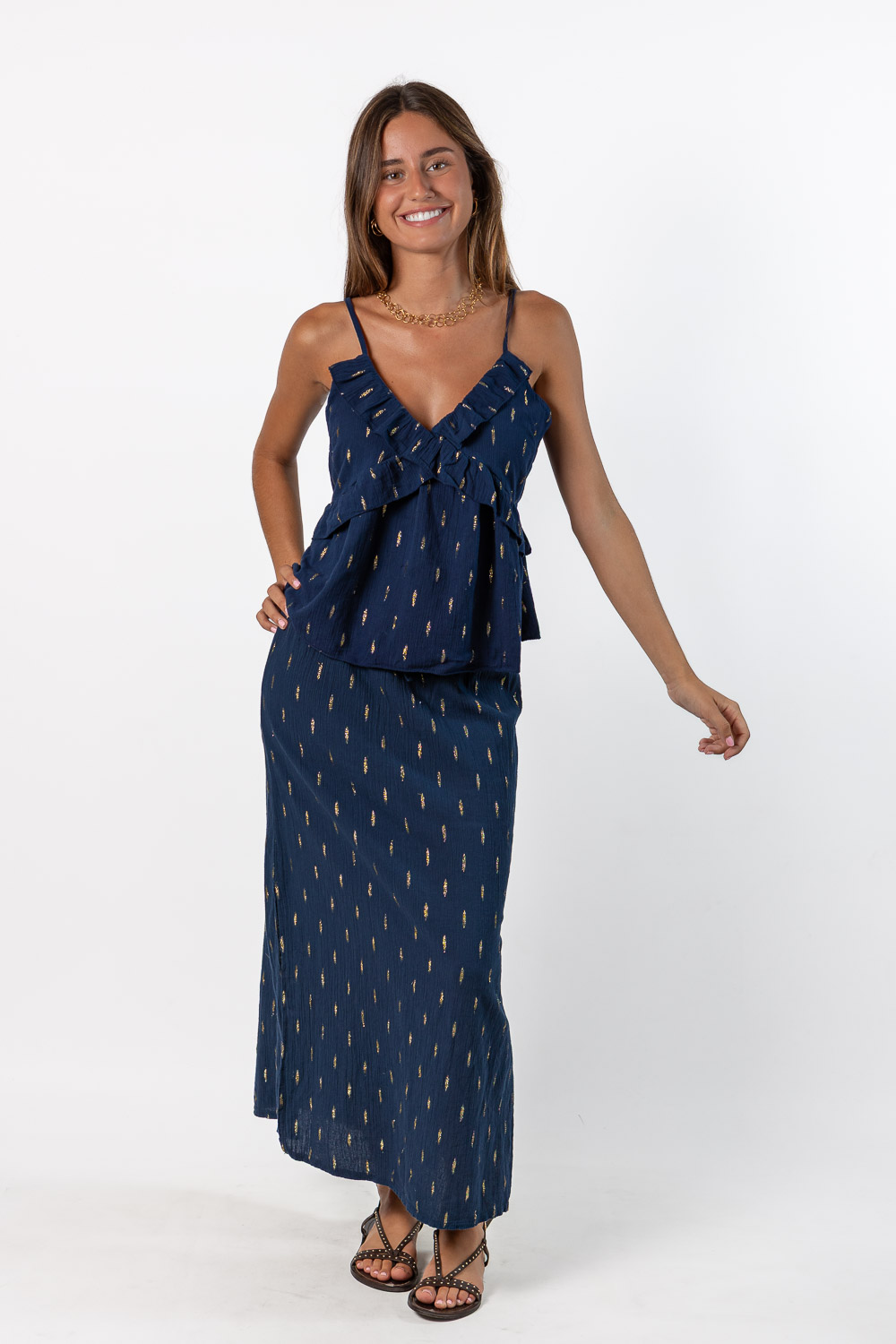 Falda Gold Bambula Azul Marino