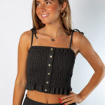 CropTop Botones Gris