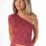 Top Asimétrico Paisley Cherry