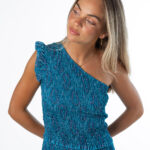 Top Asimétrico Paisley Azul