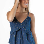 Top Volantes Bambula Gold Azul