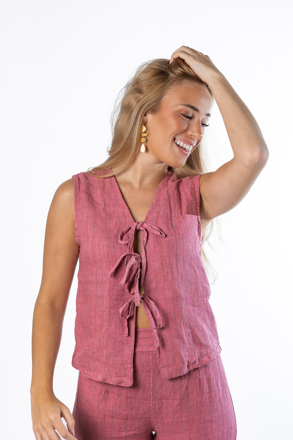Chaleco Lazos Diplo 100% Lino Blush