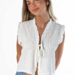 Blusa Abierta Nido Abeja Blanco