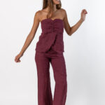 Pantalón 100% Lino Desflecado Uva