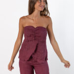 Top 100% Lino Desflecado Uva