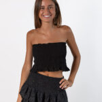 Top Bandeau Nido de Abeja Negro