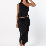 Falda Midi Anillas Negro
