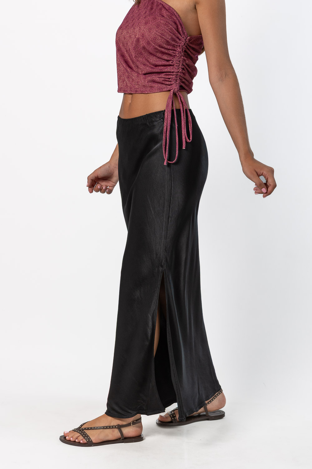 Falda Street Style Raso Negro