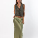 Falda Street Style Raso Verde