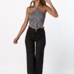 Pantalón 100% Lino Desflecado Negro