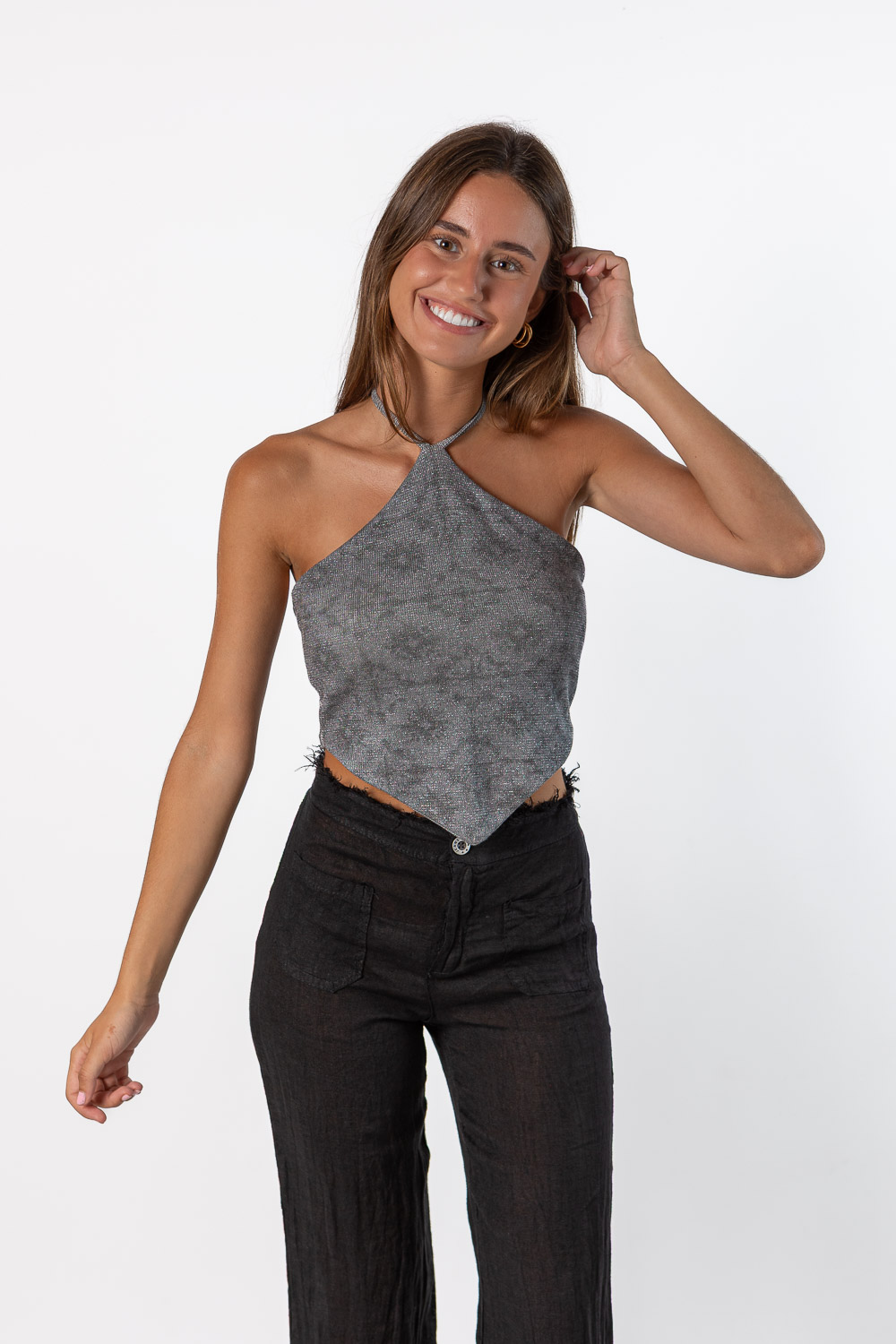 Top Halter Bohemian Gris