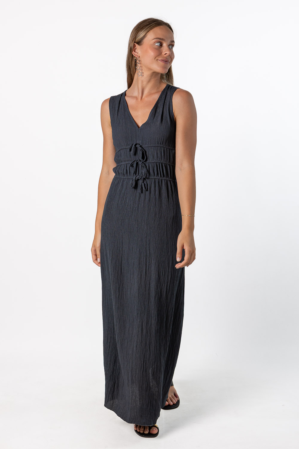 Vestido Largo Viscosa Gris