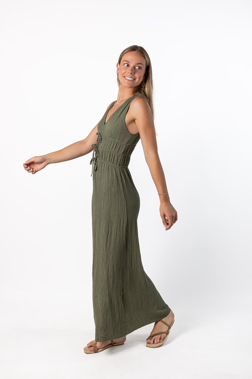 Vestido Largo Viscosa Verde
