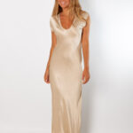 Vestido Largo Satinado Crema