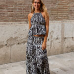Falda Fluida Bambula Print Gris