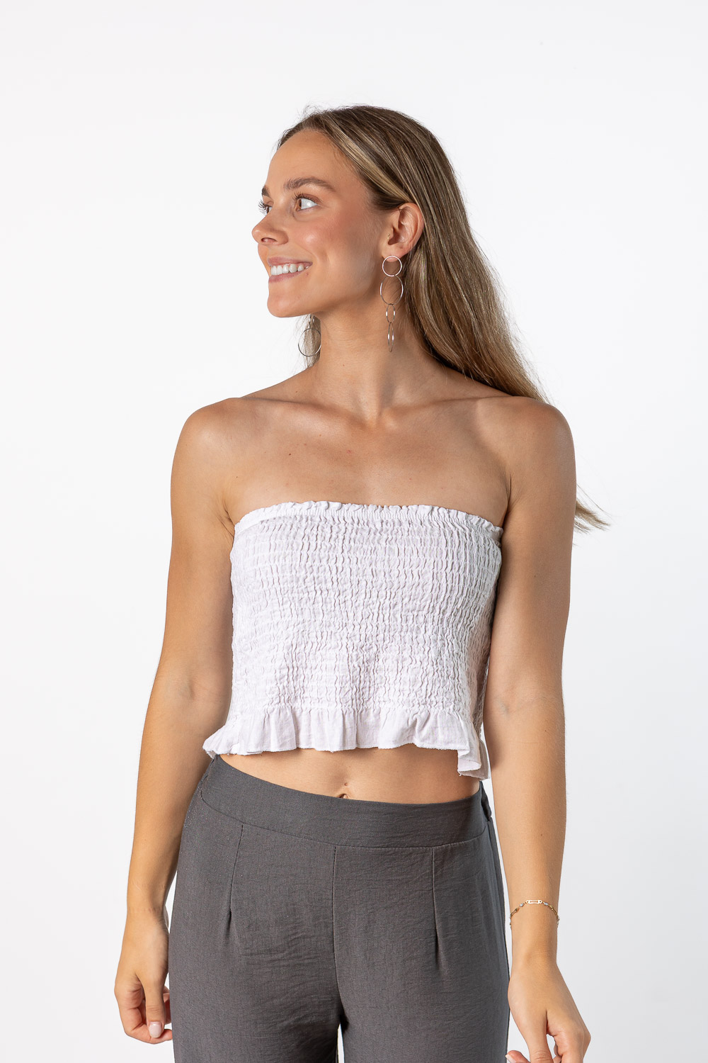 Top Bandeau Nido de Abeja Blanco