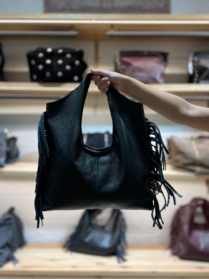 Bolso New Day Flecos Piel Negro