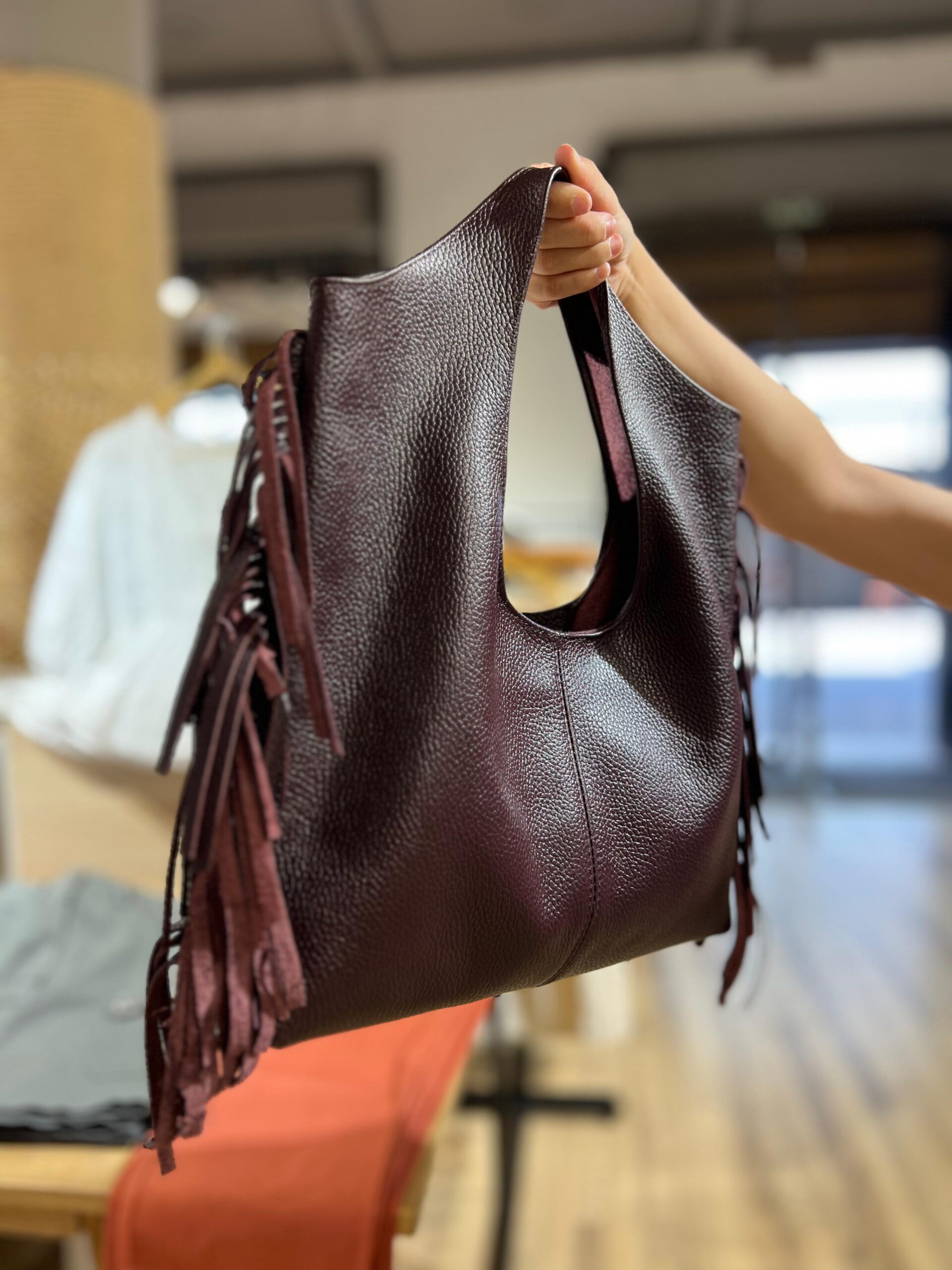 Bolso New Day Flecos Piel Vino