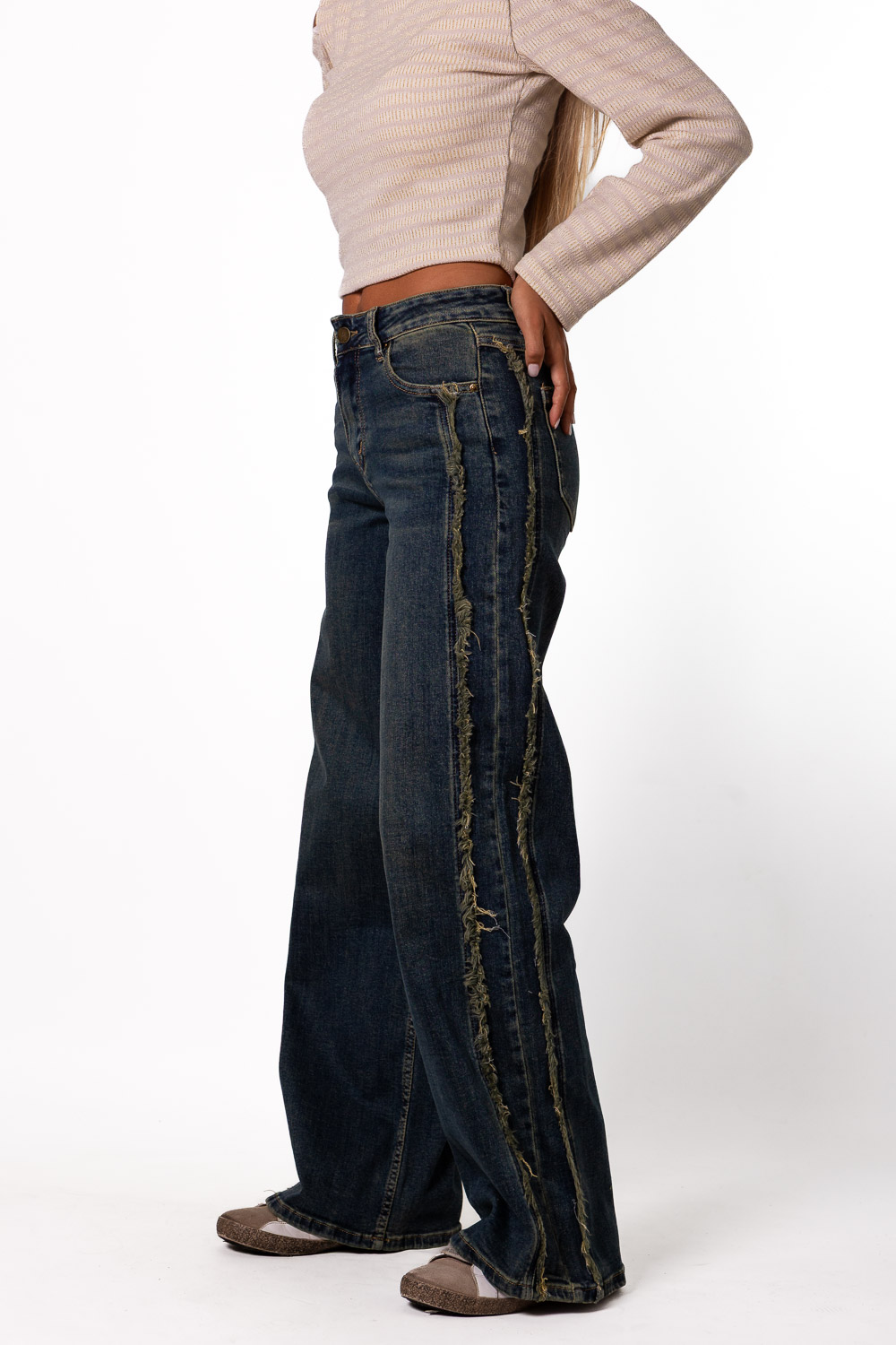 Vaquero Desflecado Washed Azul