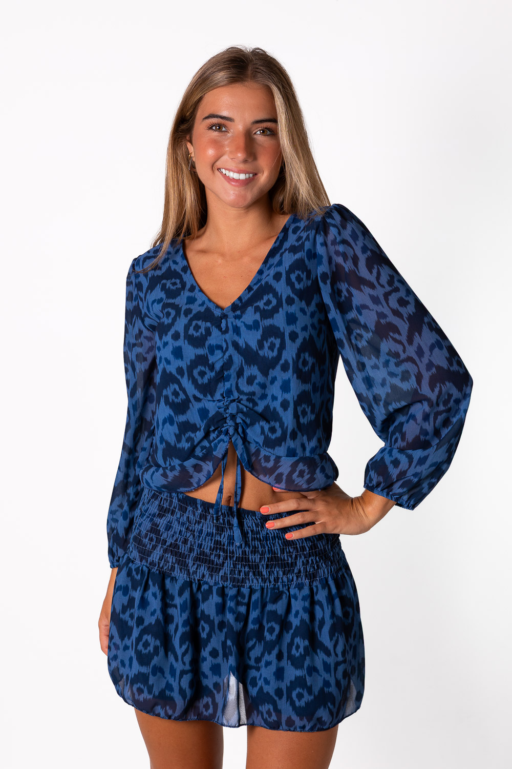 Blusa Nice Fruncida Azul