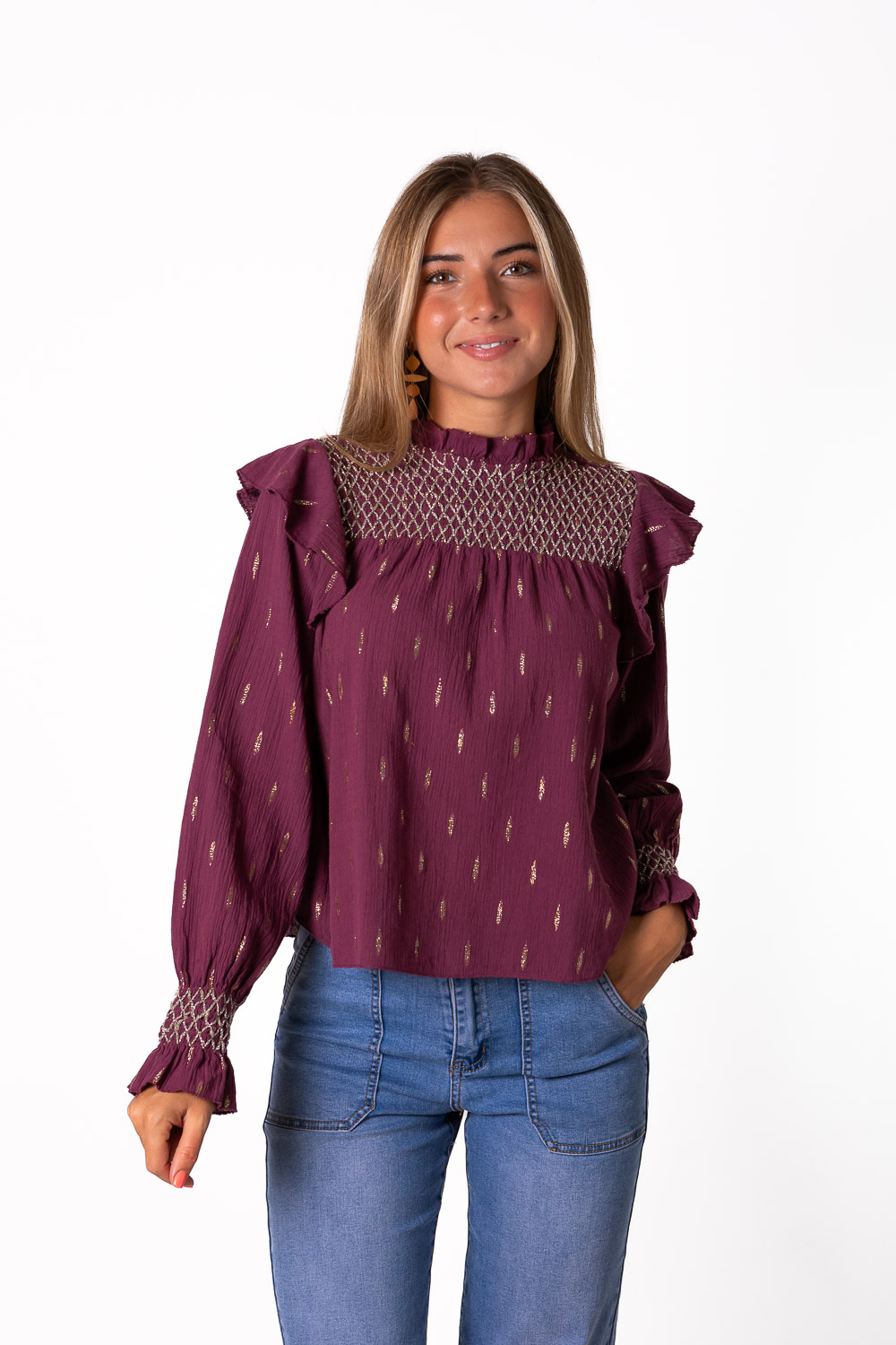 Blusa Bambula Gold Vino