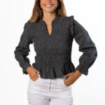 Blusa Nido Abeja Entallada Gris