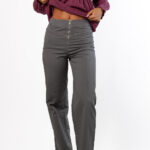 Pantalón Línea Tachuelas Gris - GRIS PARDO, XS