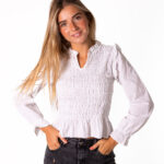 Blusa Nido Abeja Entallada Blanco