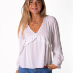 Blusa Pico Volantes Blanco