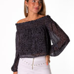 Blusa Bardot Gasa Negro