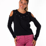 Camiseta Bordada Aberturas Negro