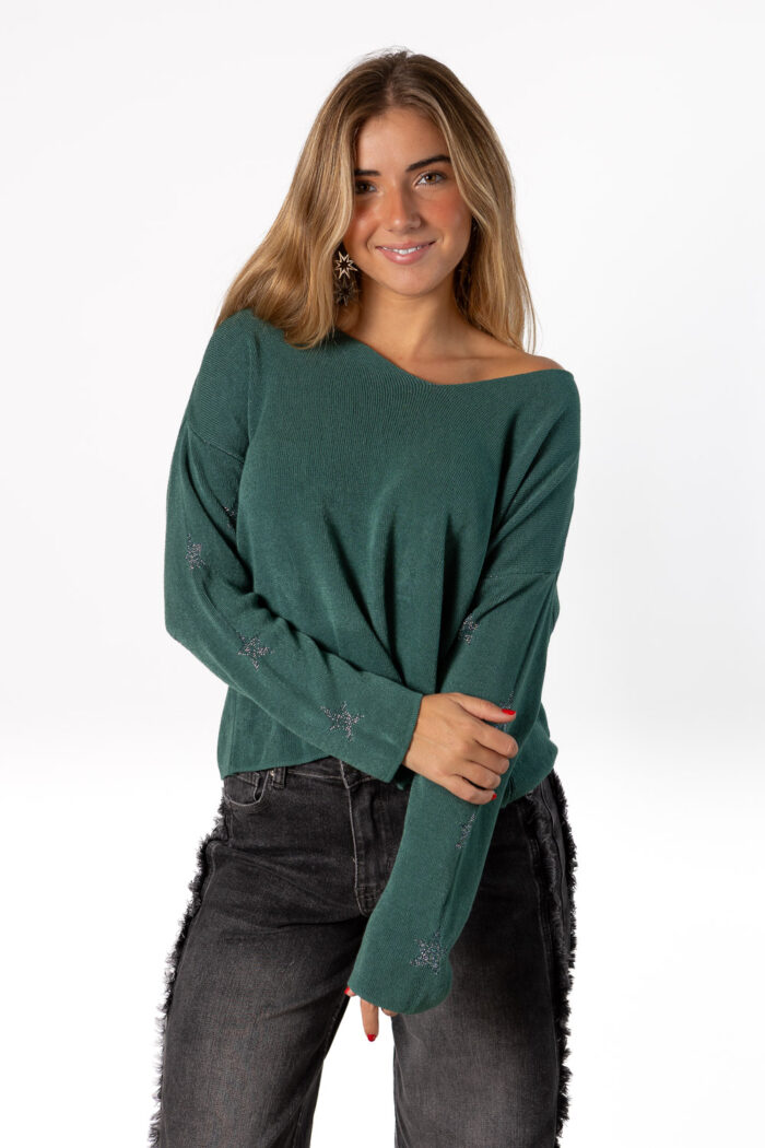 Jersey V Manga Estrellas Verde