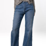 Pantalón Vaquero Flare Costura Azul - S, Azul