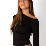 Camiseta Escote Drapeado Negro