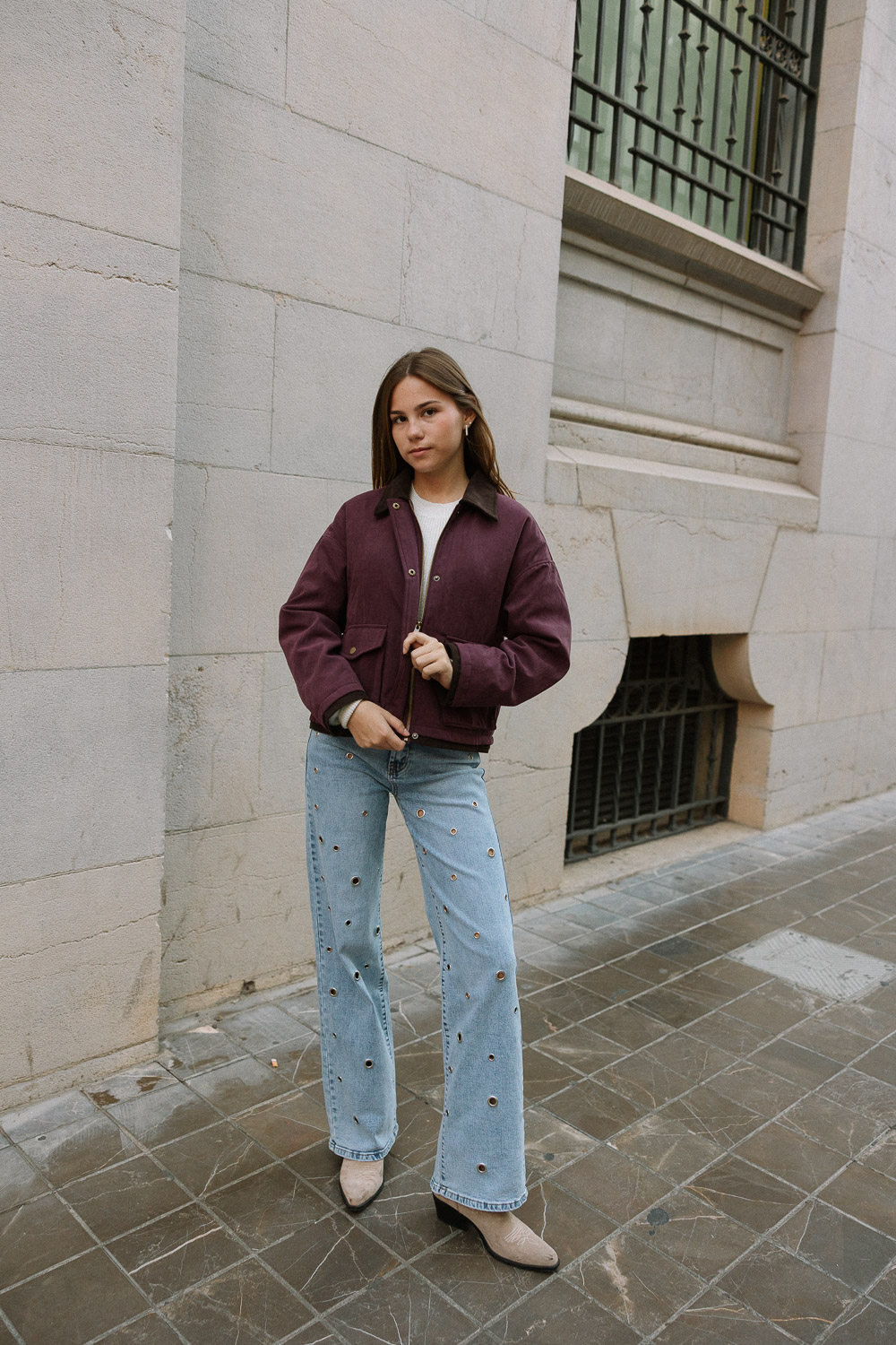 Parka Acolchada Bolsillos Vino