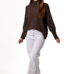 Pantalón Talle Alto Recto Botones Blanco - S, BLANCO